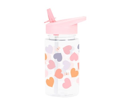 Botella Tritán con Pajita Corazones 450ml