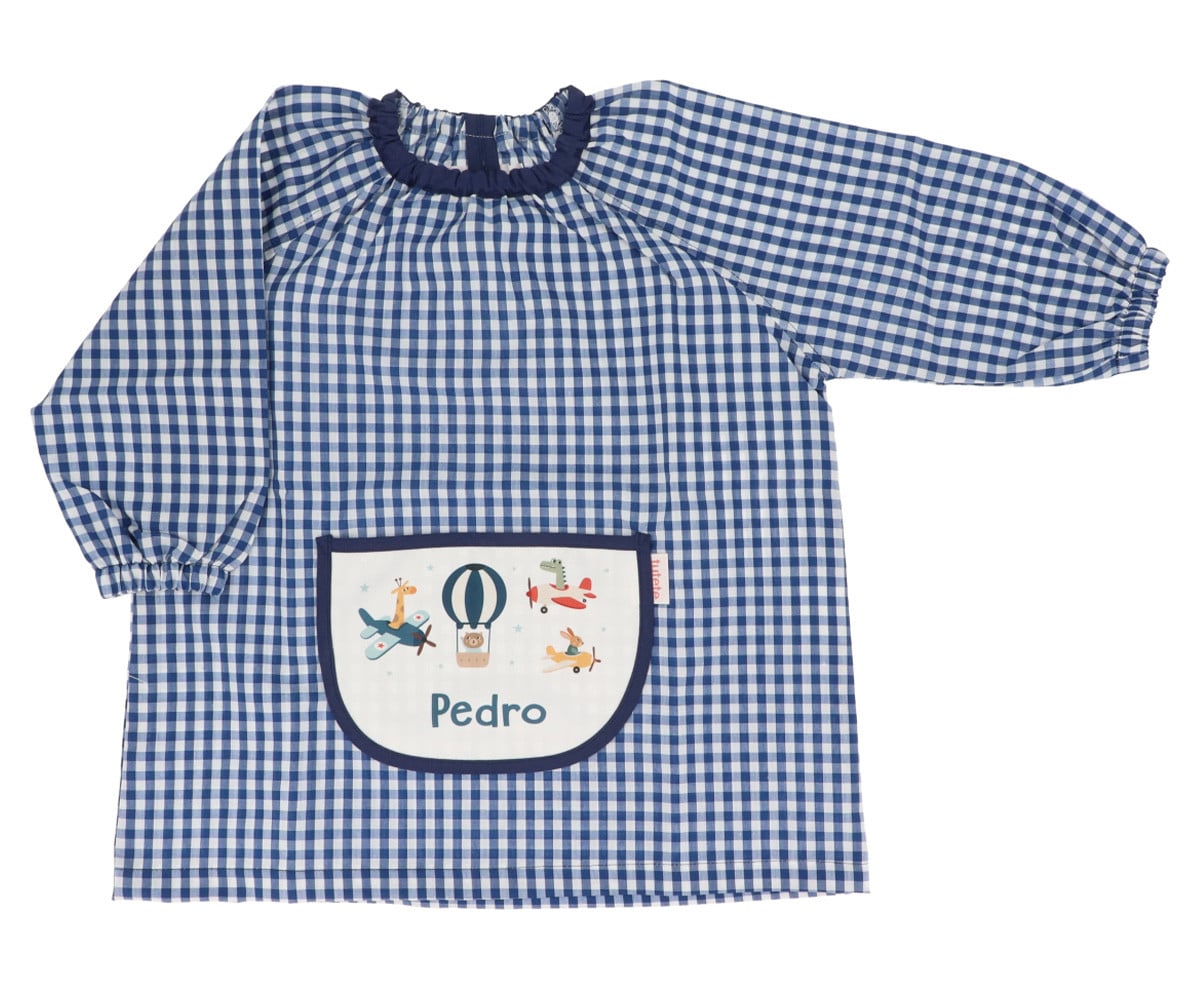 Grembiulino Vichy Personalizzato Tasca Centrale Planes