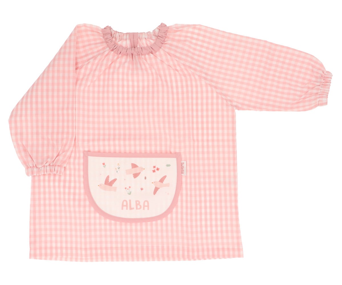 Grembiulino Vichy Personalizzato Tasca Centrale Blossom Birds