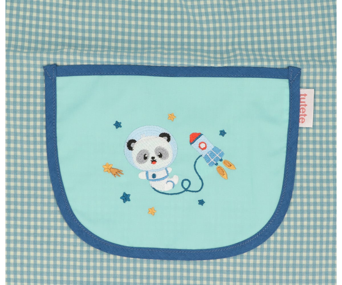 Blouse Vichy Lola avec Poche Centrale Pandas in Space Personnalisable