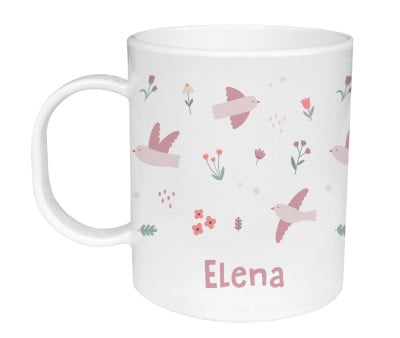 Taza de Plástico Personalizada Blossom Birds