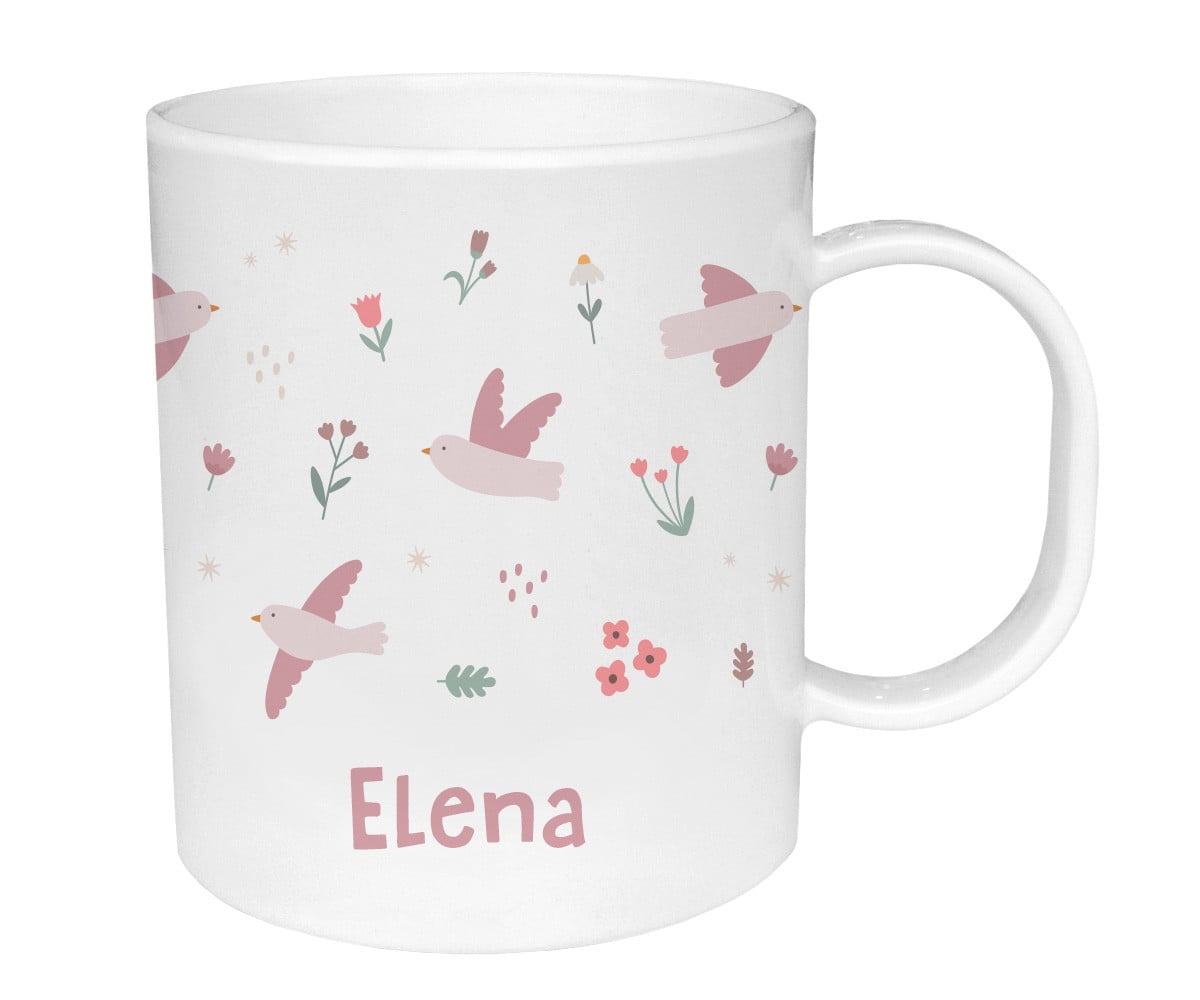 Taza de Plástico Personalizada Blossom Birds