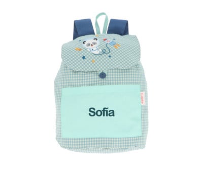 Zaino Piccolo Vichy Pandas in Space Personalizzabile