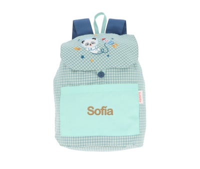 Zaino Piccolo Vichy Pandas in Space Personalizzabile