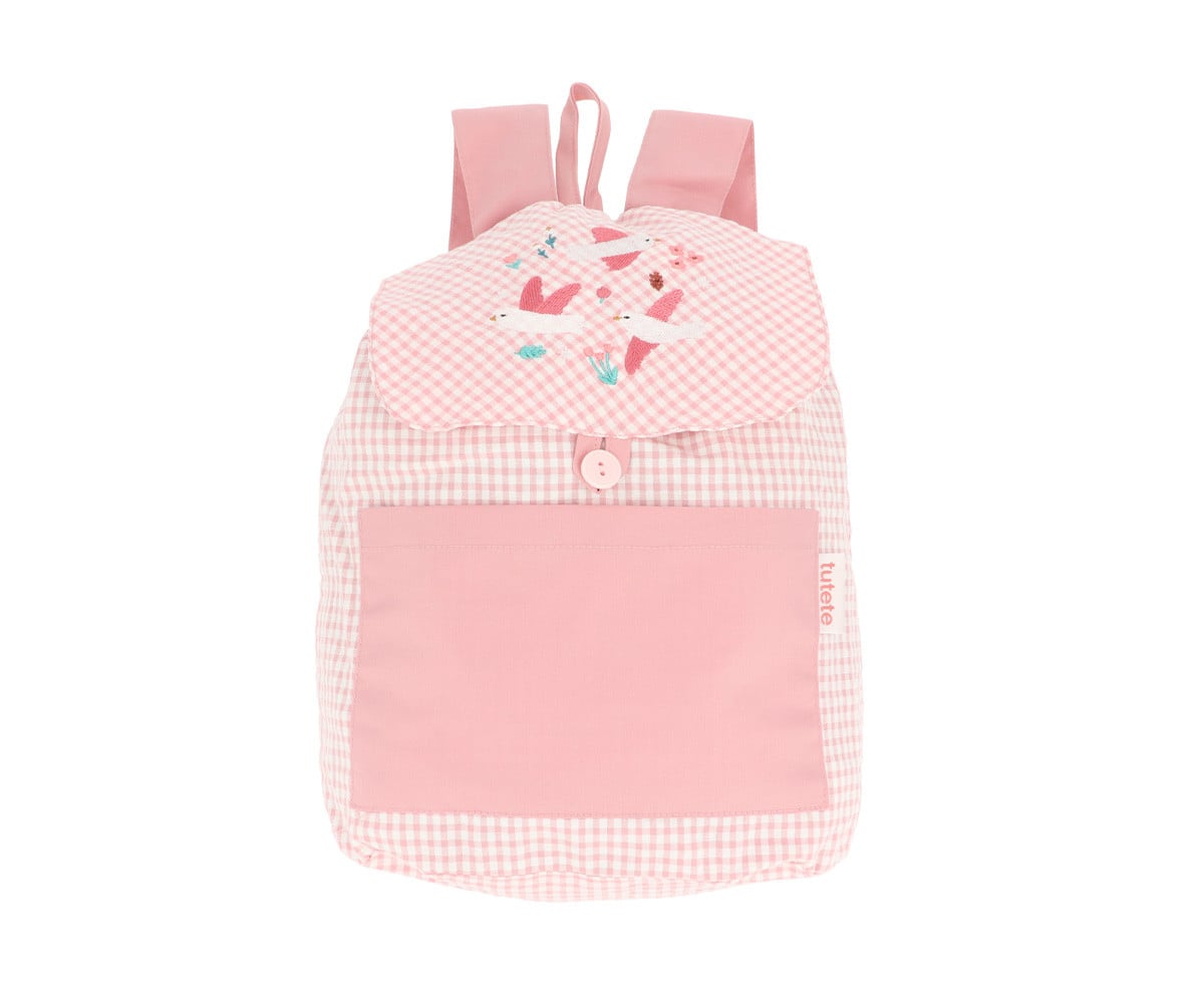 Mochila Pequeña Vichy Blossom Birds Personalizable