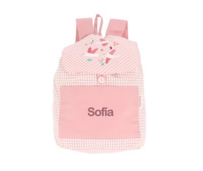 Mochila Pequeña Vichy Blossom Birds Personalizable