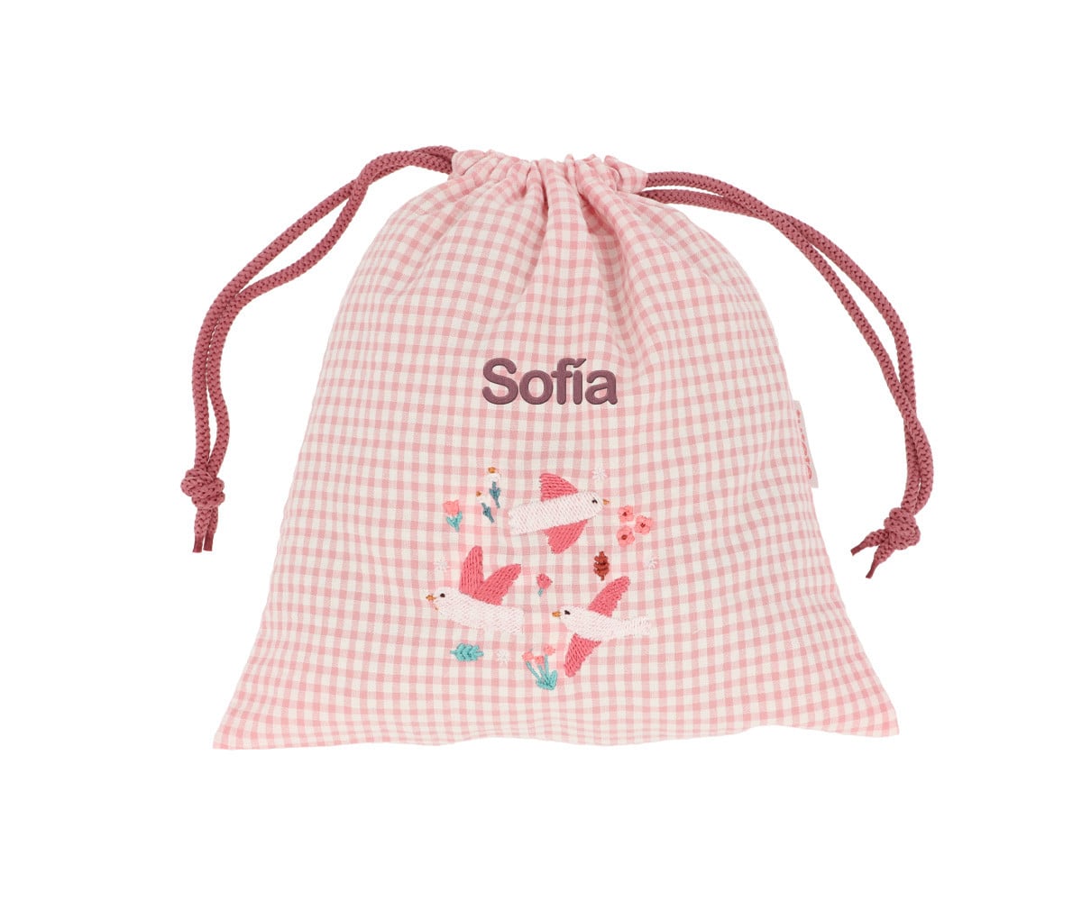 Bolsa lanche personalizável Vichy Blossom Birds