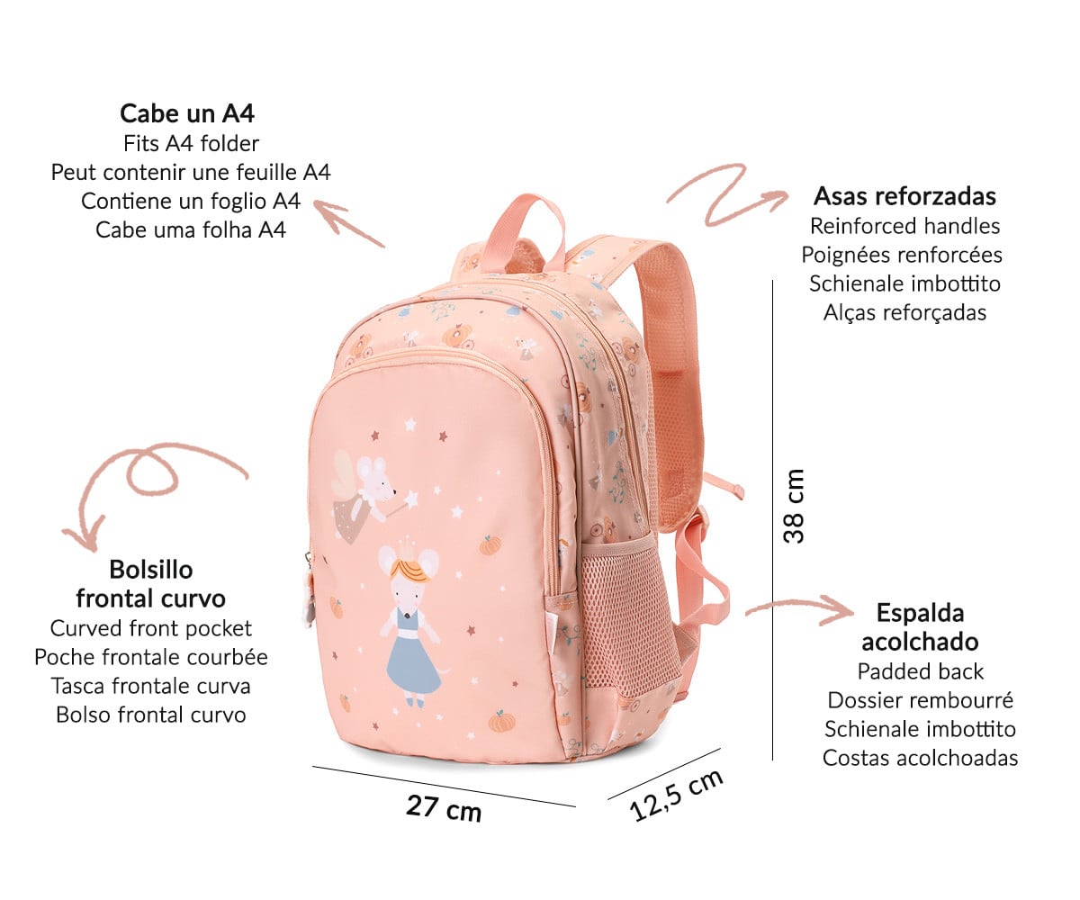 Mochila média  + Chaveiro Personalizável Mouse Fairies