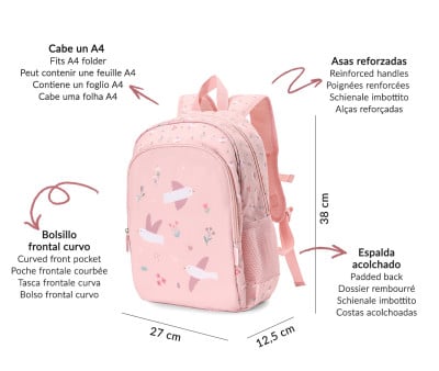 Mochila média + Chaveiro Personalizável  Blossom Birds