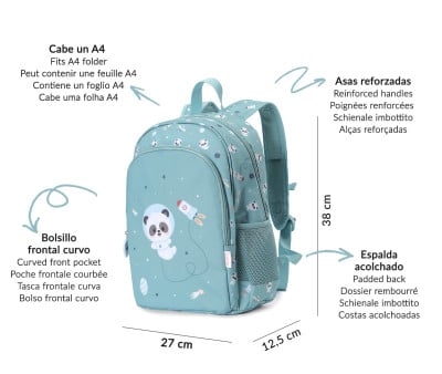 Mochila média + Chaveiro Personalizável Pandas In Space