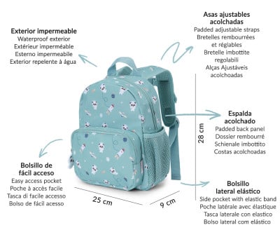 Mochila Infantil Pandas in Space Personalizable