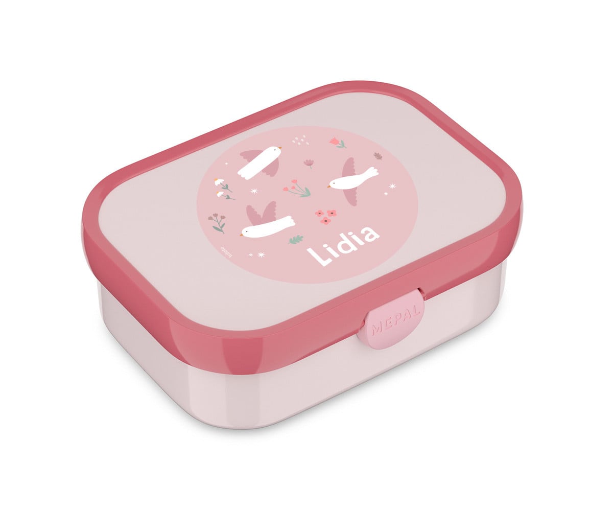 Caja Almuerzo Personalizada Midi Campus Cool Pink Blossom Birds