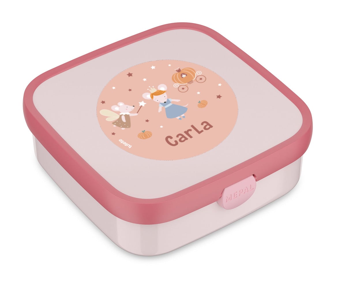 Bento Box Campus Grande Cool Pink + Etichetta Mouse Fairies Personalizzata
