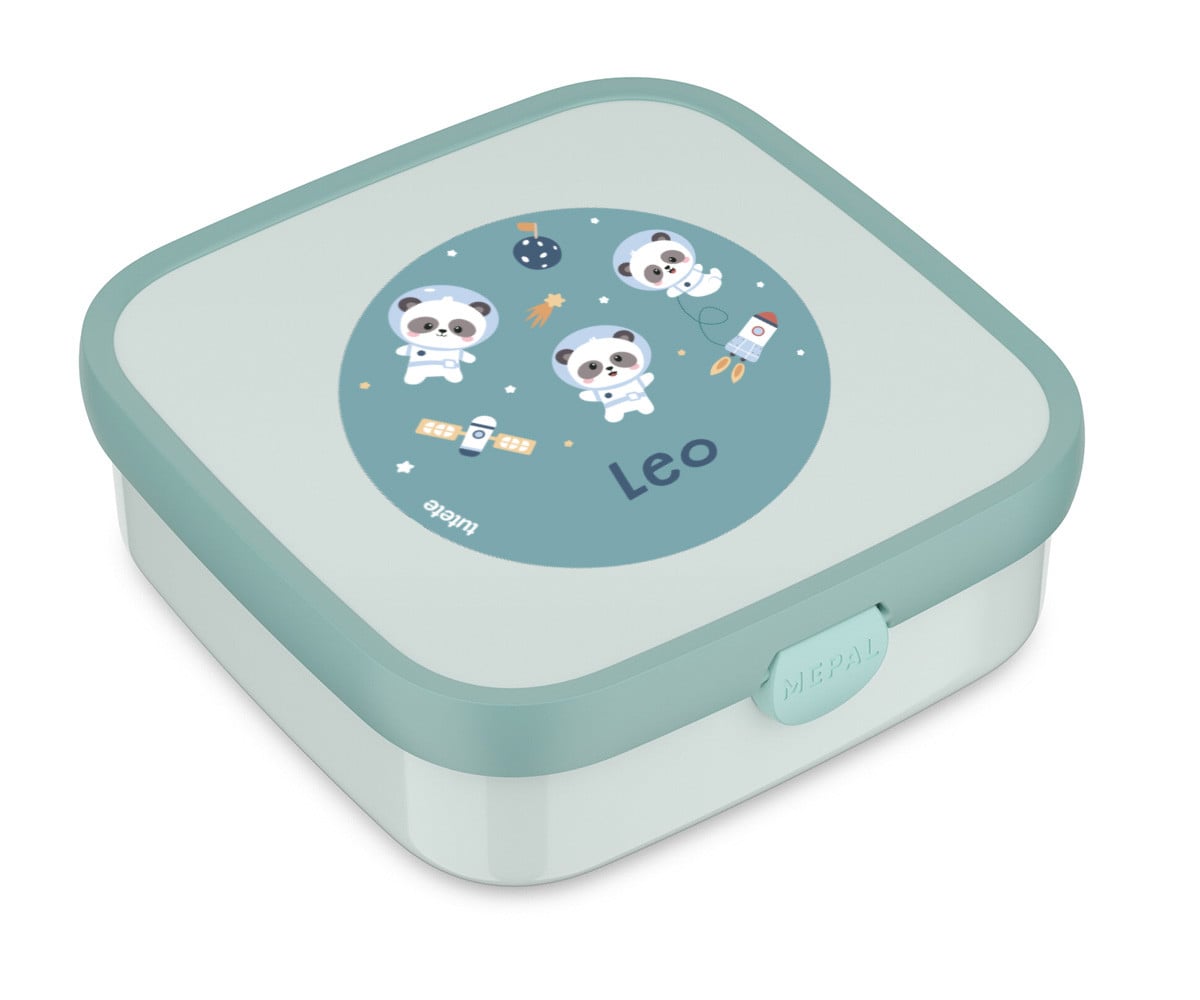 Bento Box Campus Grande Cool Mint + Etichetta Pandas in Space Personalizzata