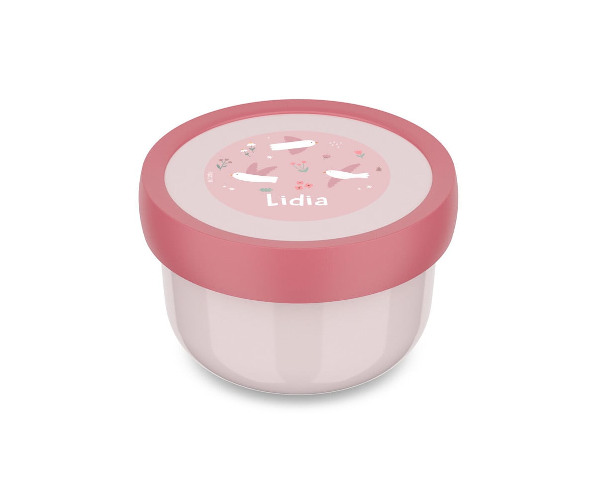 Cajita para Fruta Personalizada Campus Cool Pink Blossom Birds