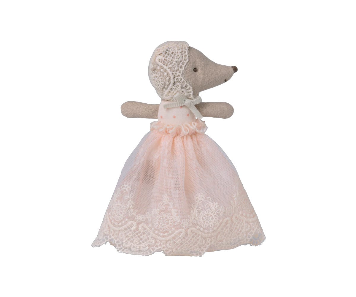 Topino Bebè Mouse con Vestina Battesimo Powder