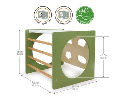 Cube d'Escalade Montessori Vert/Naturel