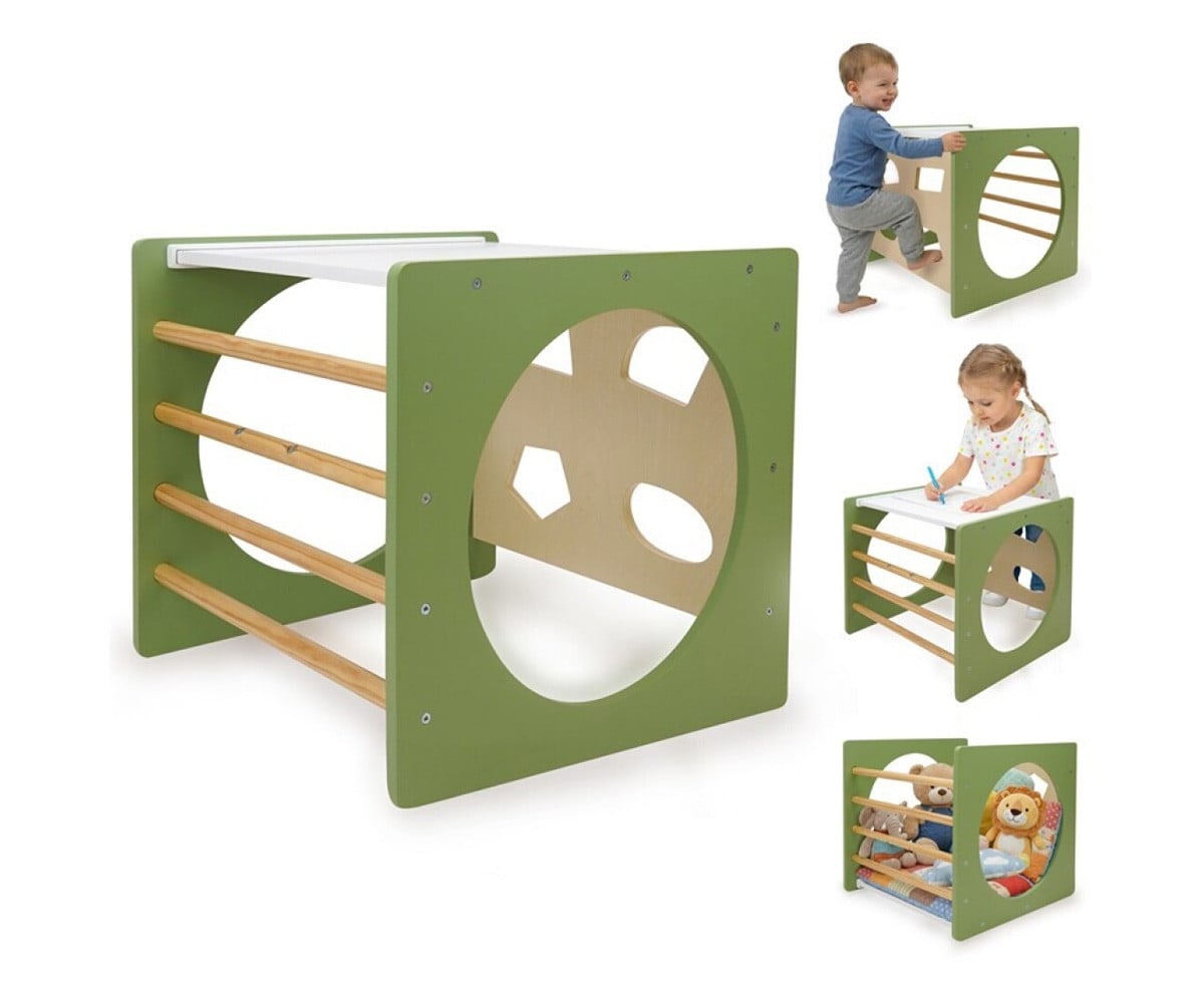 Cube d'Escalade Montessori Vert/Naturel