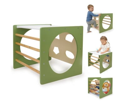 Cube d'Escalade Montessori Vert/Naturel