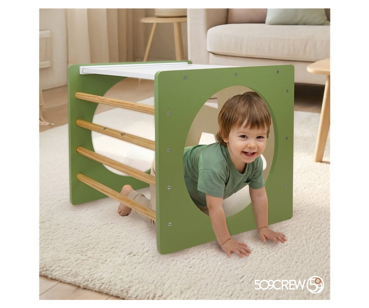 Cube d'Escalade Montessori Vert/Naturel