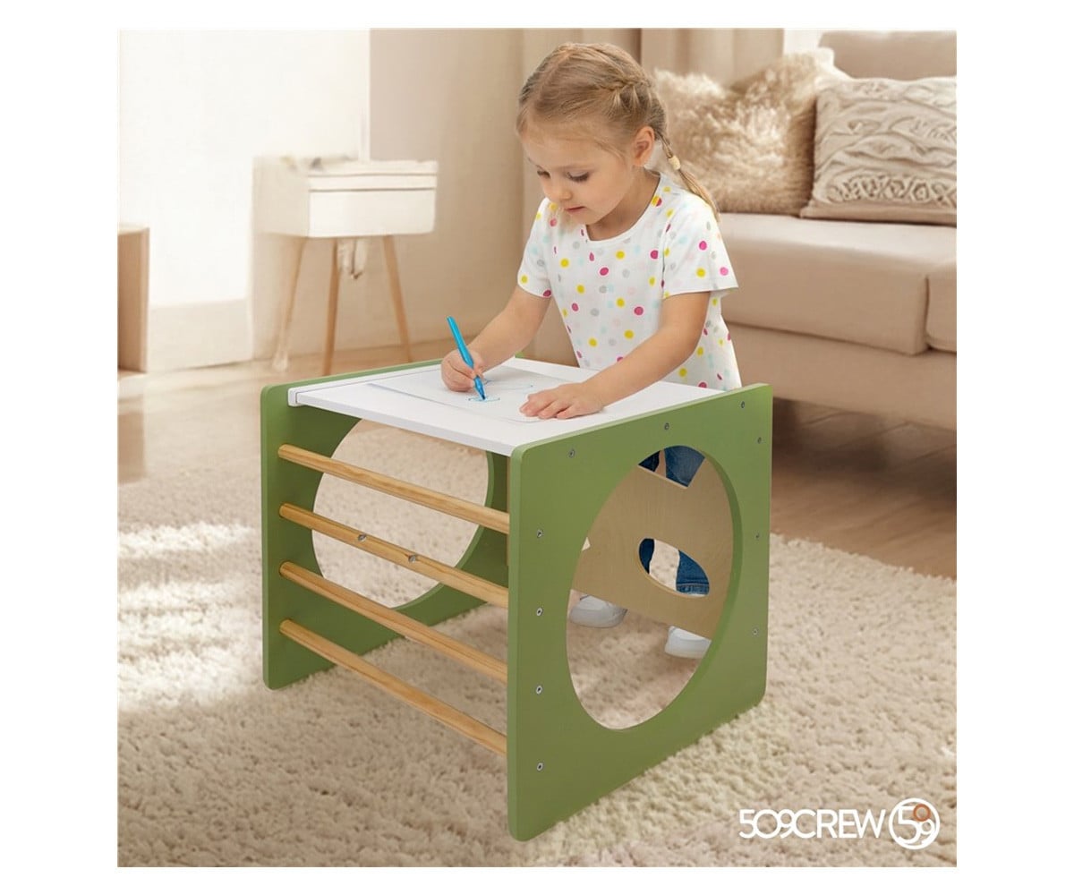 Cube d'Escalade Montessori Vert/Naturel