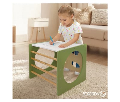 Cube d'Escalade Montessori Vert/Naturel