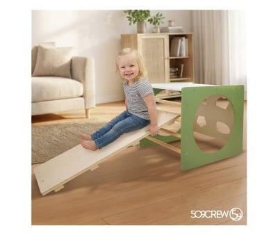 Cube d'Escalade Montessori Vert/Naturel