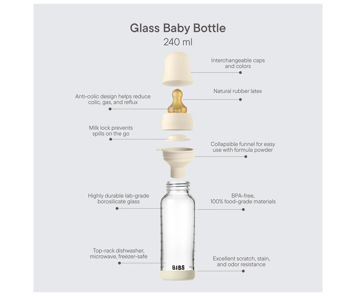 Boberão de vidro BIBS Boheme Sage 240ml