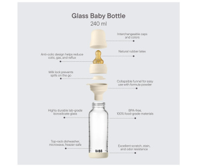 Boberão de vidro BIBS Boheme Sage 240ml