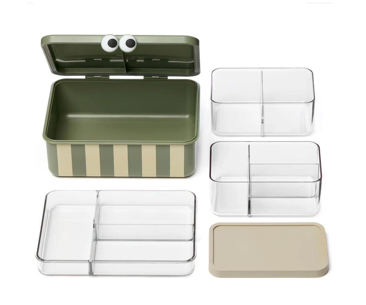 Bento Box with 3 Removable Green Trays