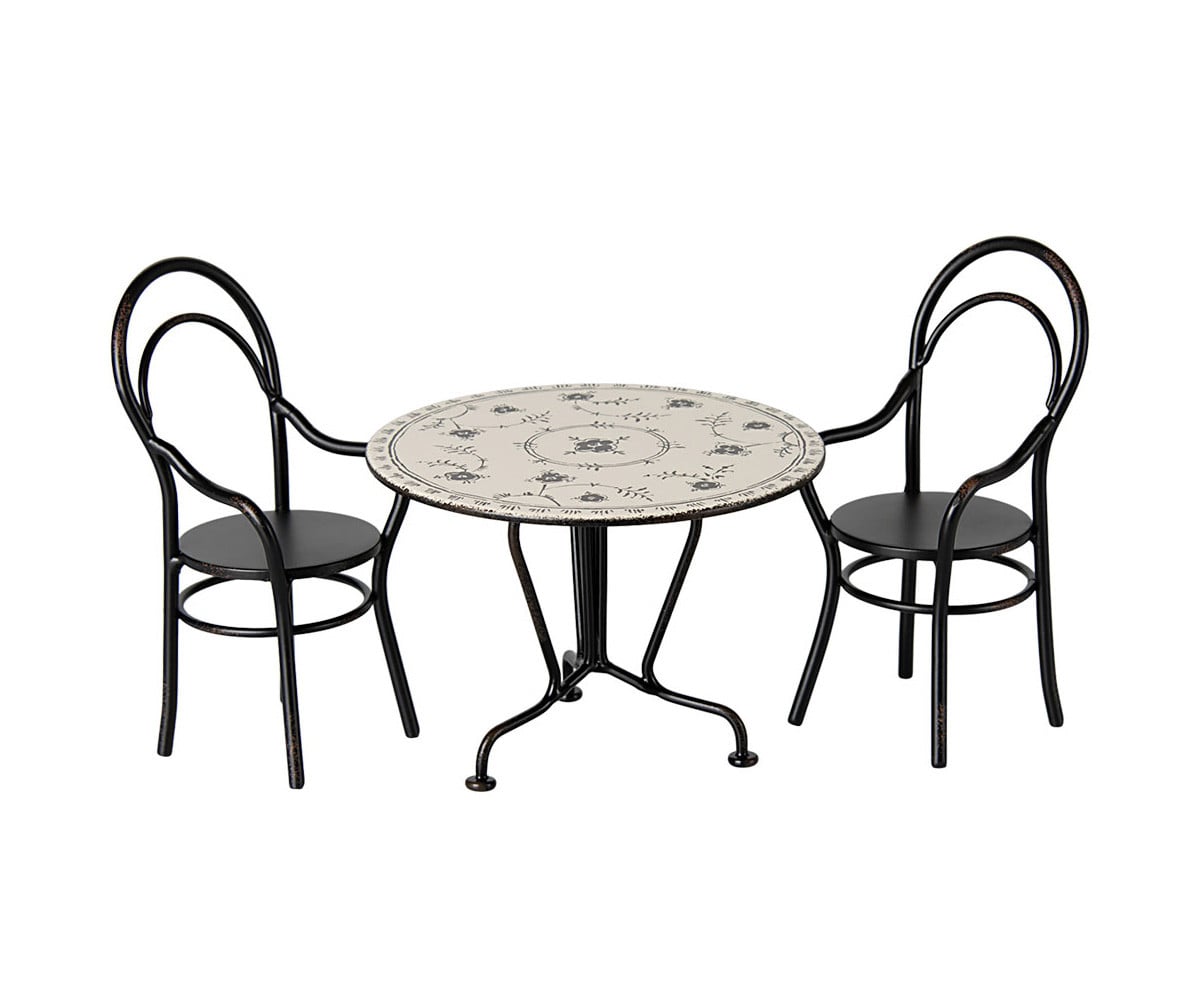 Set Tavolo e 2 Sedie Miniatura Maileg Black