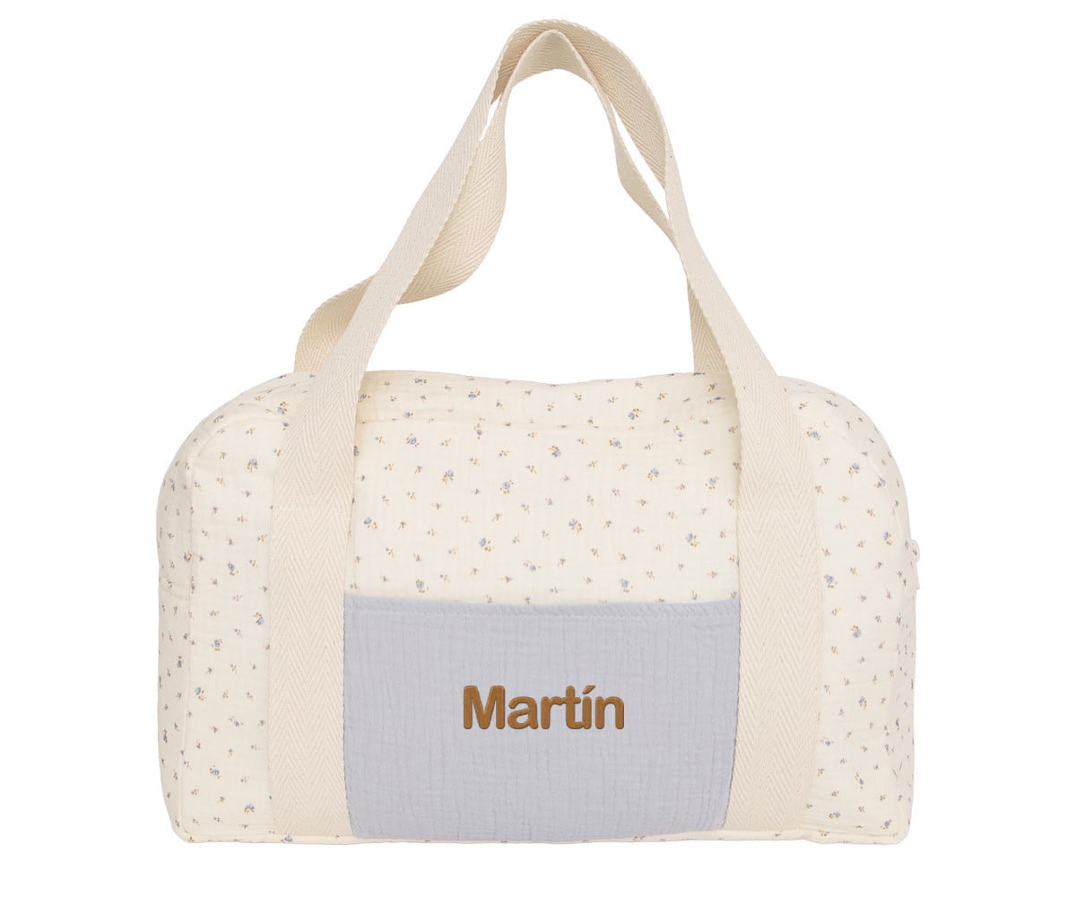 Borsa Sportiva Blue Flowers Personalizzabile