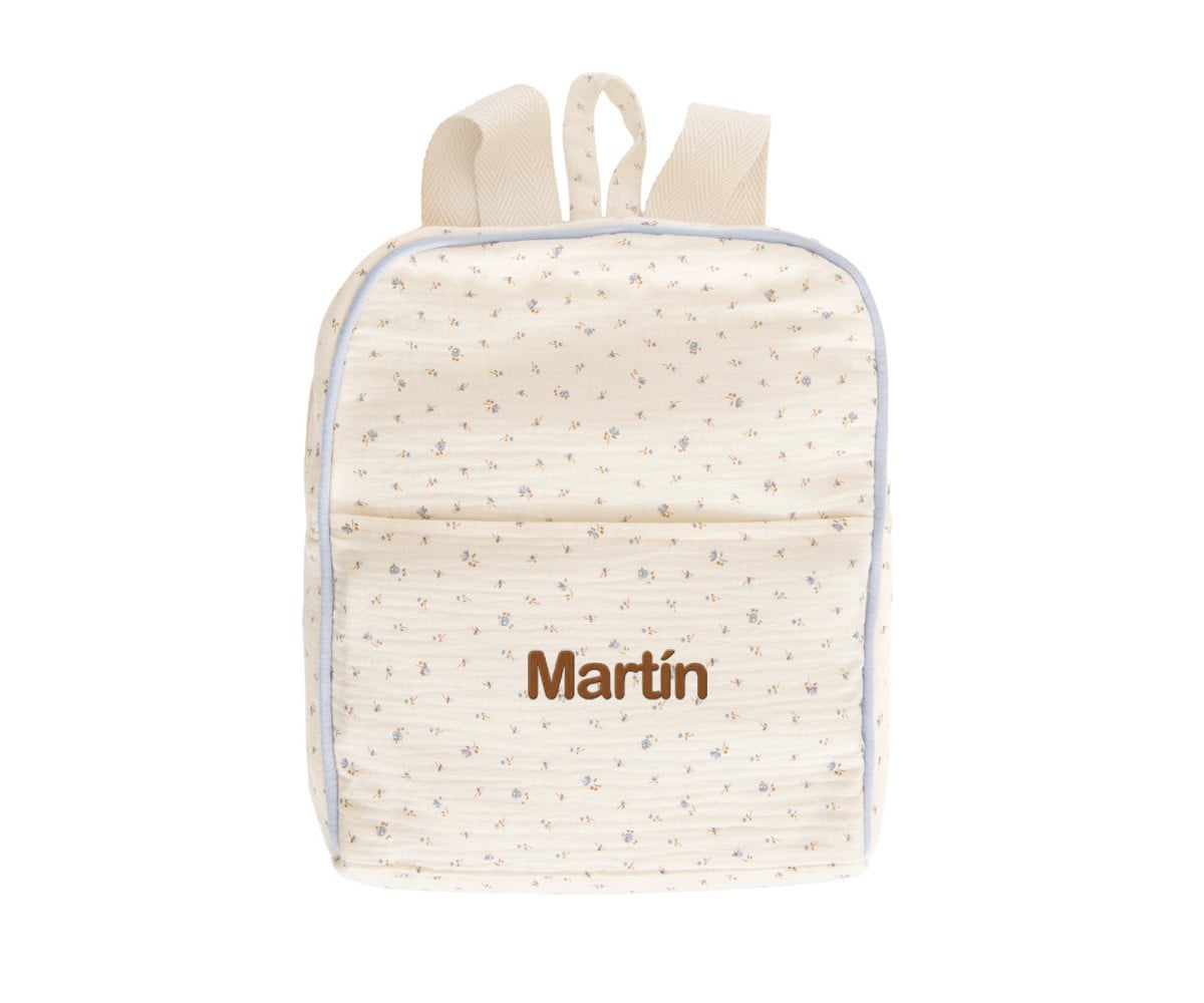 Mochila Flor Azul Personalizable