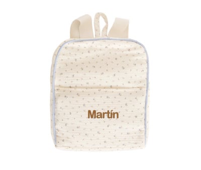 Mochila Flor Azul Personalizable