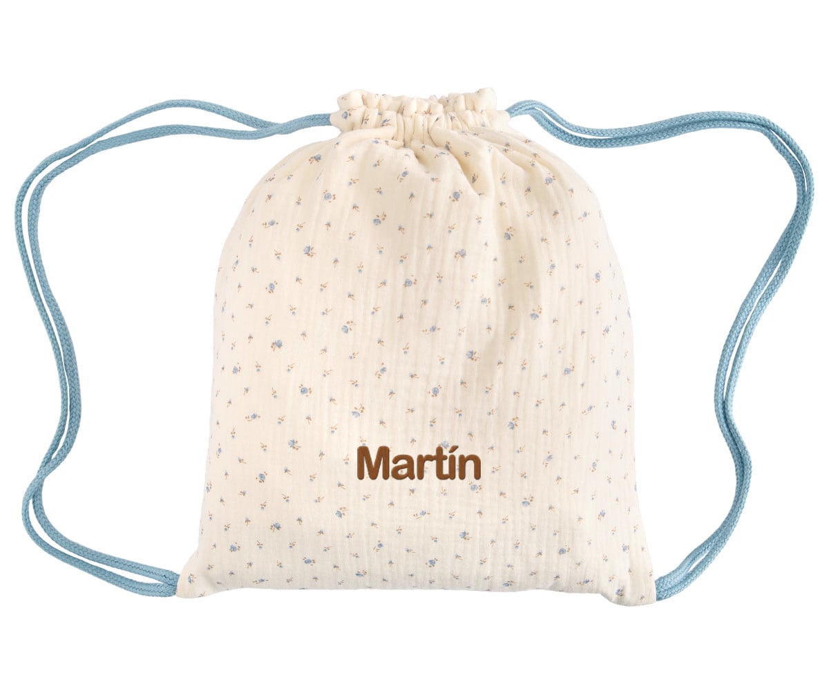 Sacca Zaino Blue Flowers Personalizzabile
