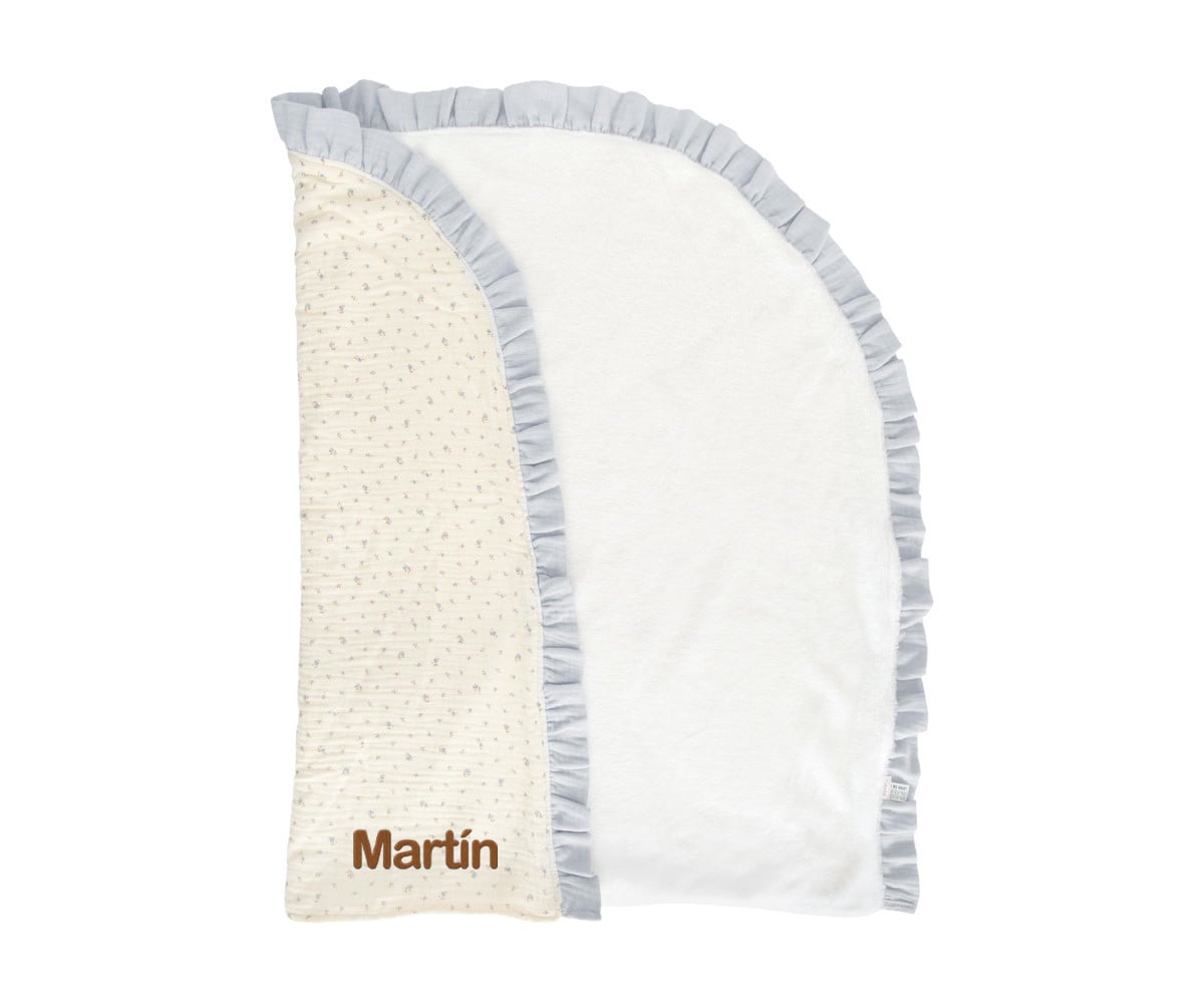 Manta Arrullo Flor Azul Personalizable