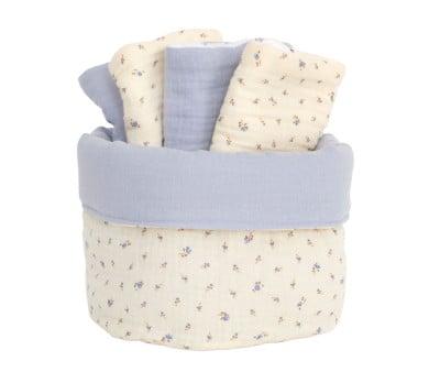 Cesta Personalizzabile + 4 Salviettine Blue Flowers Personalizzabile
