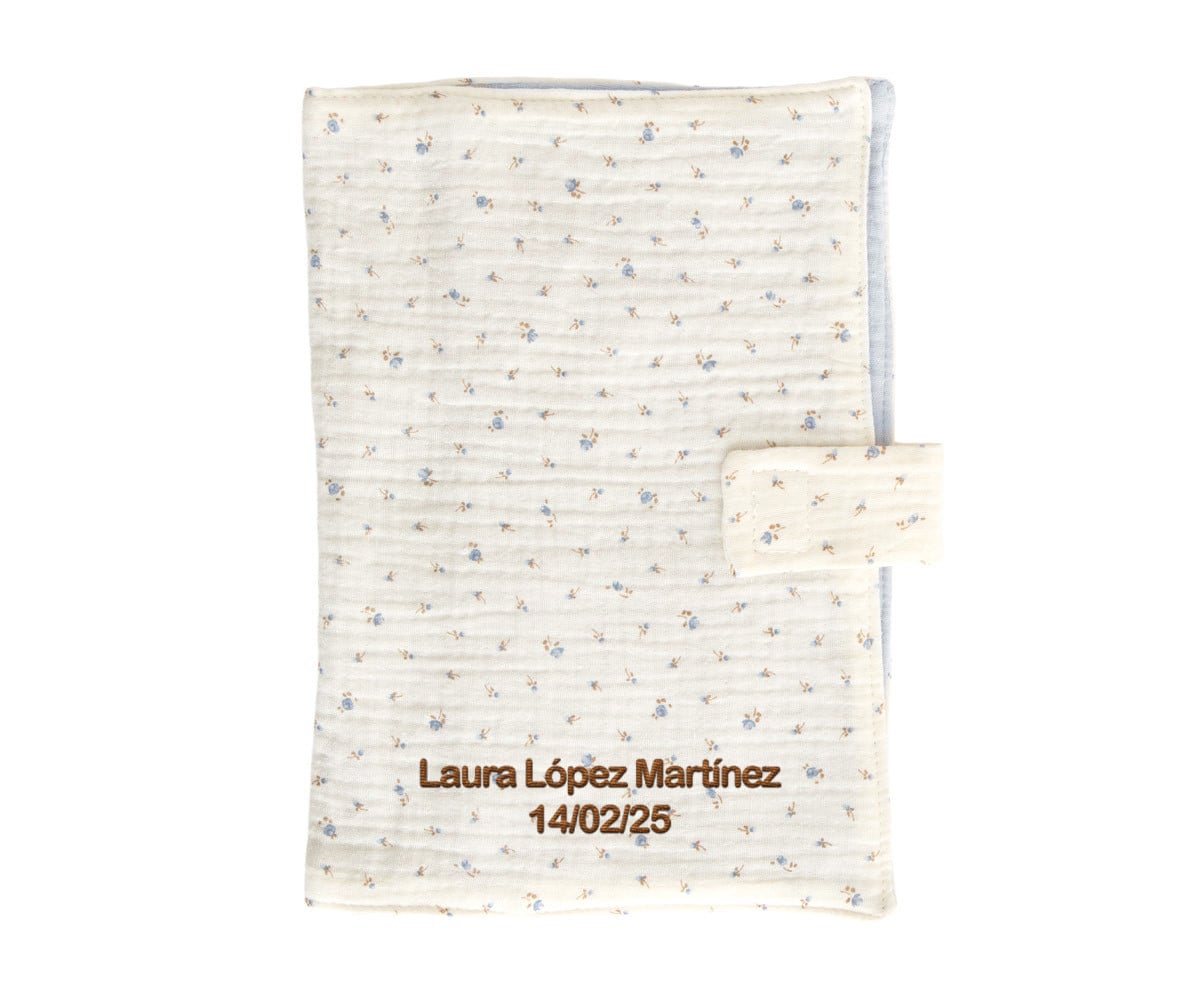 Portadocumentos Flor Azul Personalizable