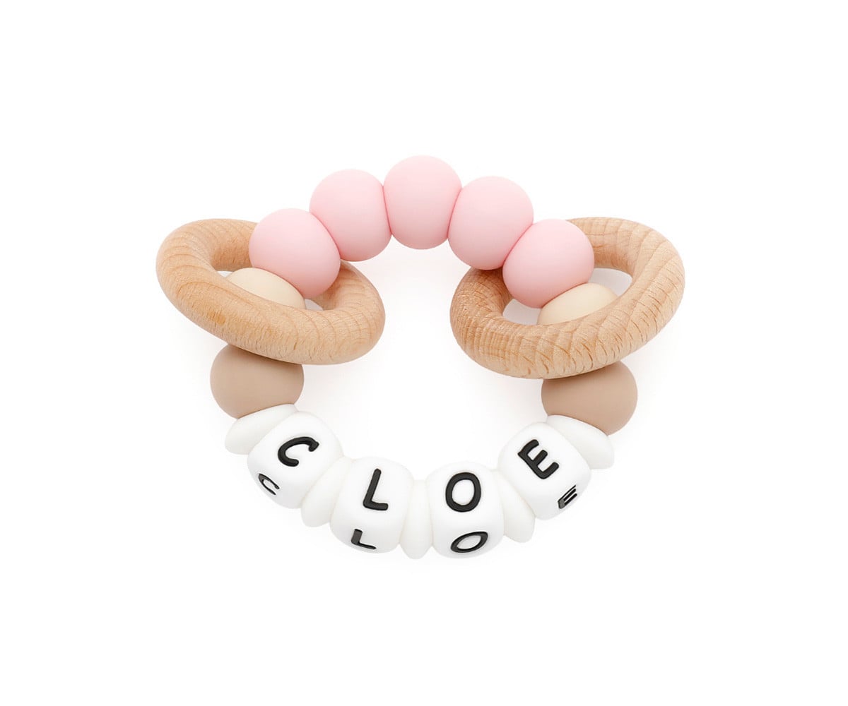 Sonajero Mordedor Silicona Personalizado Ecologic Pink