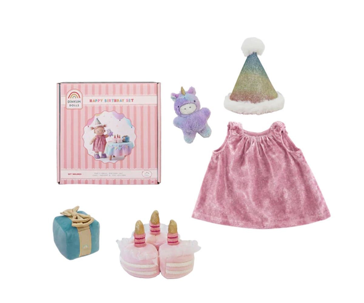 Conjunto Happy Birthday para Muñeco Dinkum