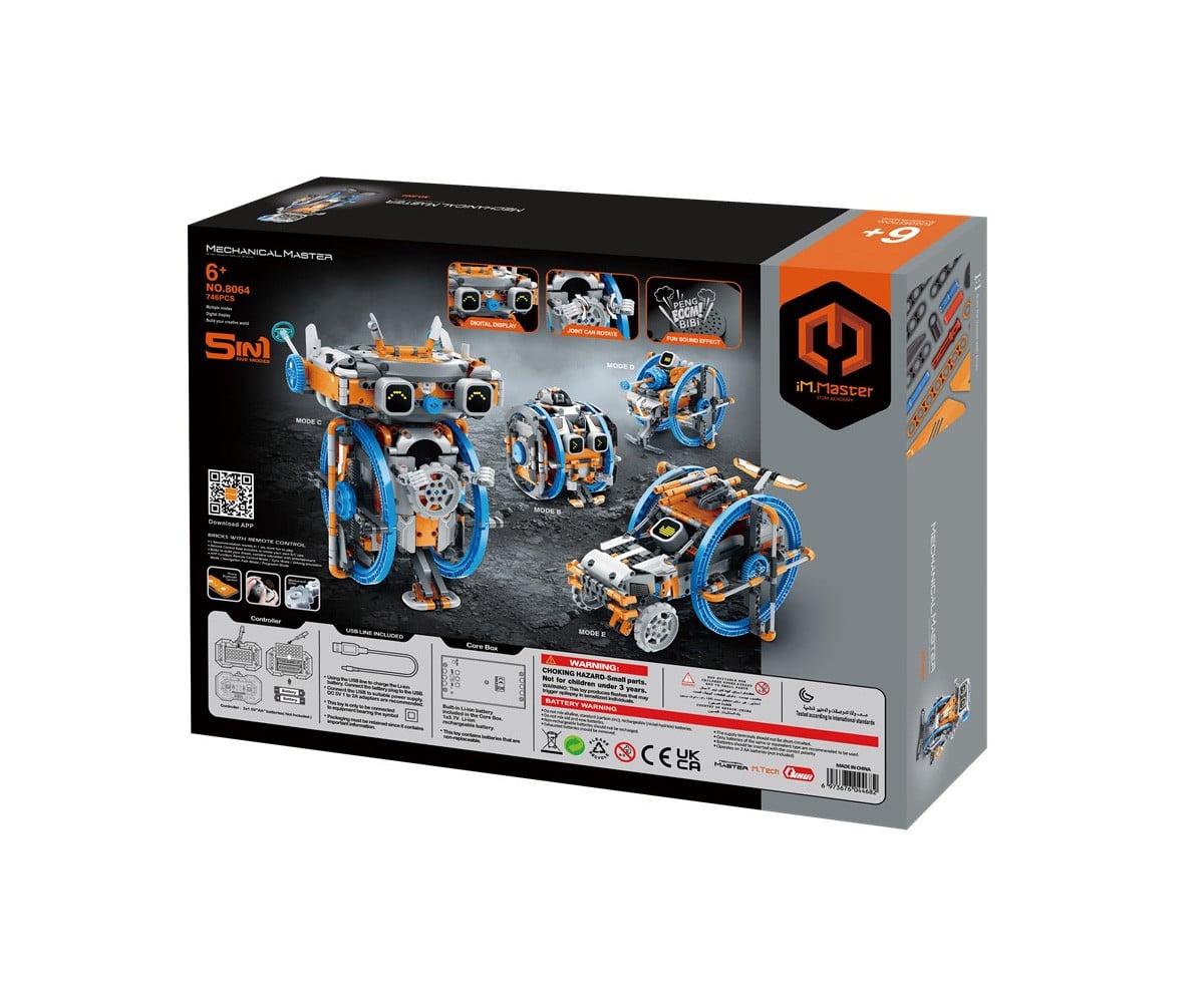 Robot Programmabile Intelligente 5 in 1 Arancio e Blu