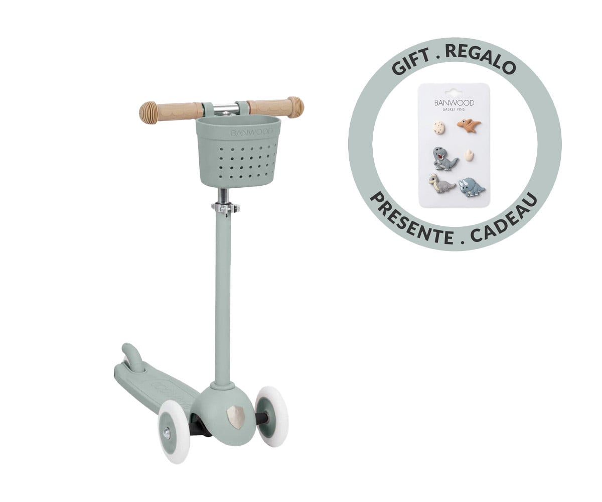 Monopattino Banwood Eco+Cestino Pin & Ride Clay e Pin Dino