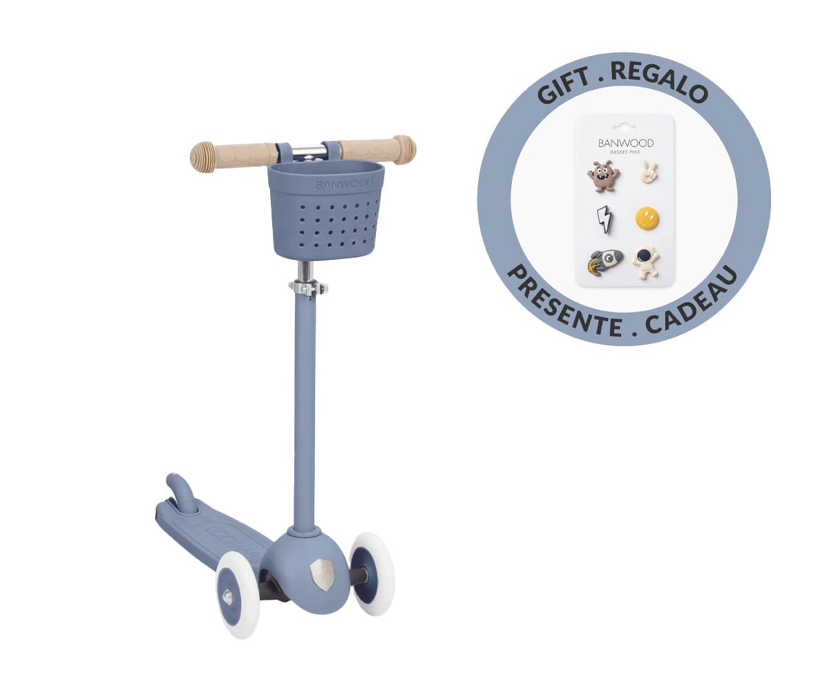 Monopattino Banwood Eco+Cestino Pin & Ride Deep Sea e Pin Space