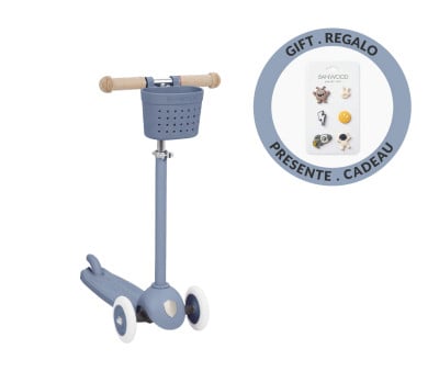Patinete Banwood Eco + Cesta Pin & Ride Deep Sea y Pines Espacio