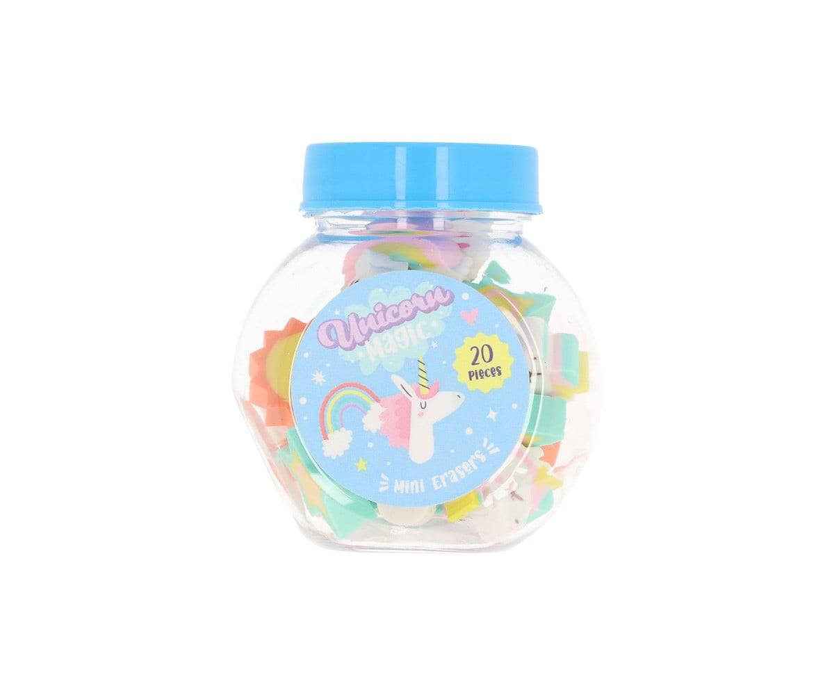 Bote de Mini Gomas de Borrar Unicornio Mágico