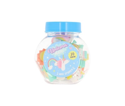 Bote de Mini Gomas de Borrar Unicornio Mágico