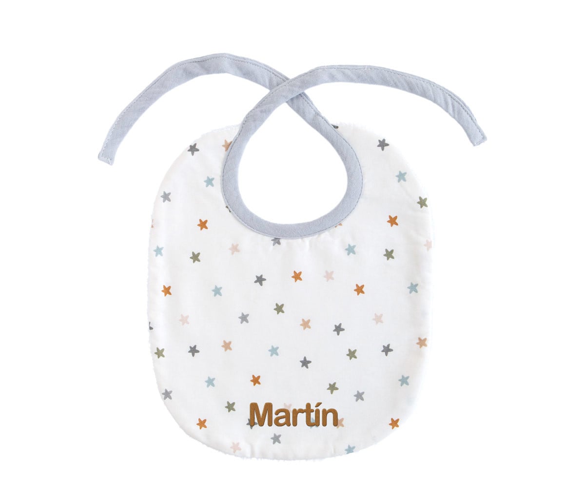 Babero Little Stars Blue Personalizable