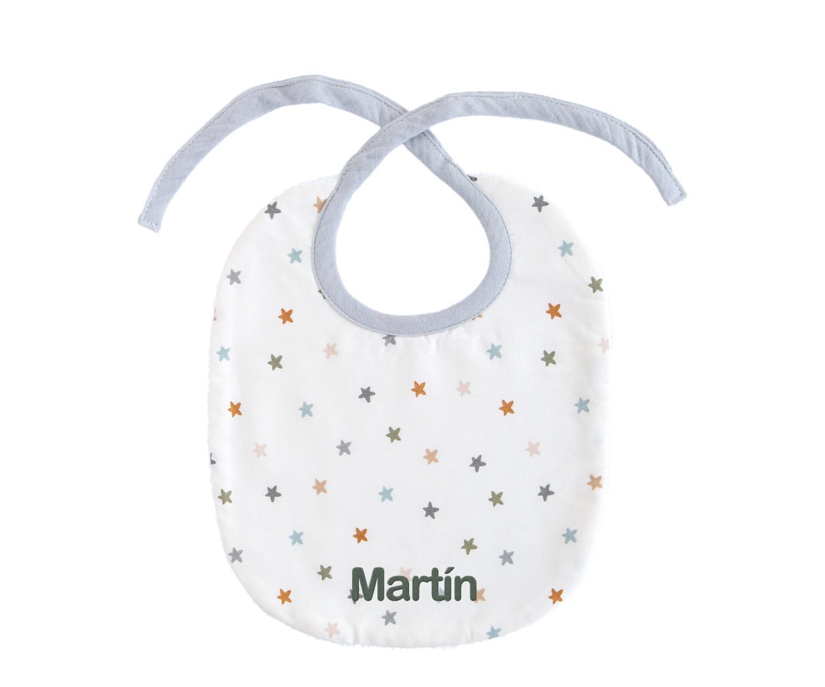 Babero Little Stars Blue Personalizable