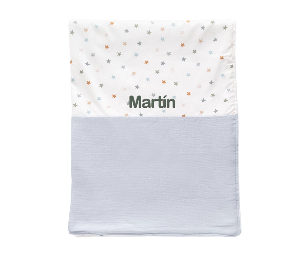Coperta Vellutata Little Stars Blue Personalizzabile