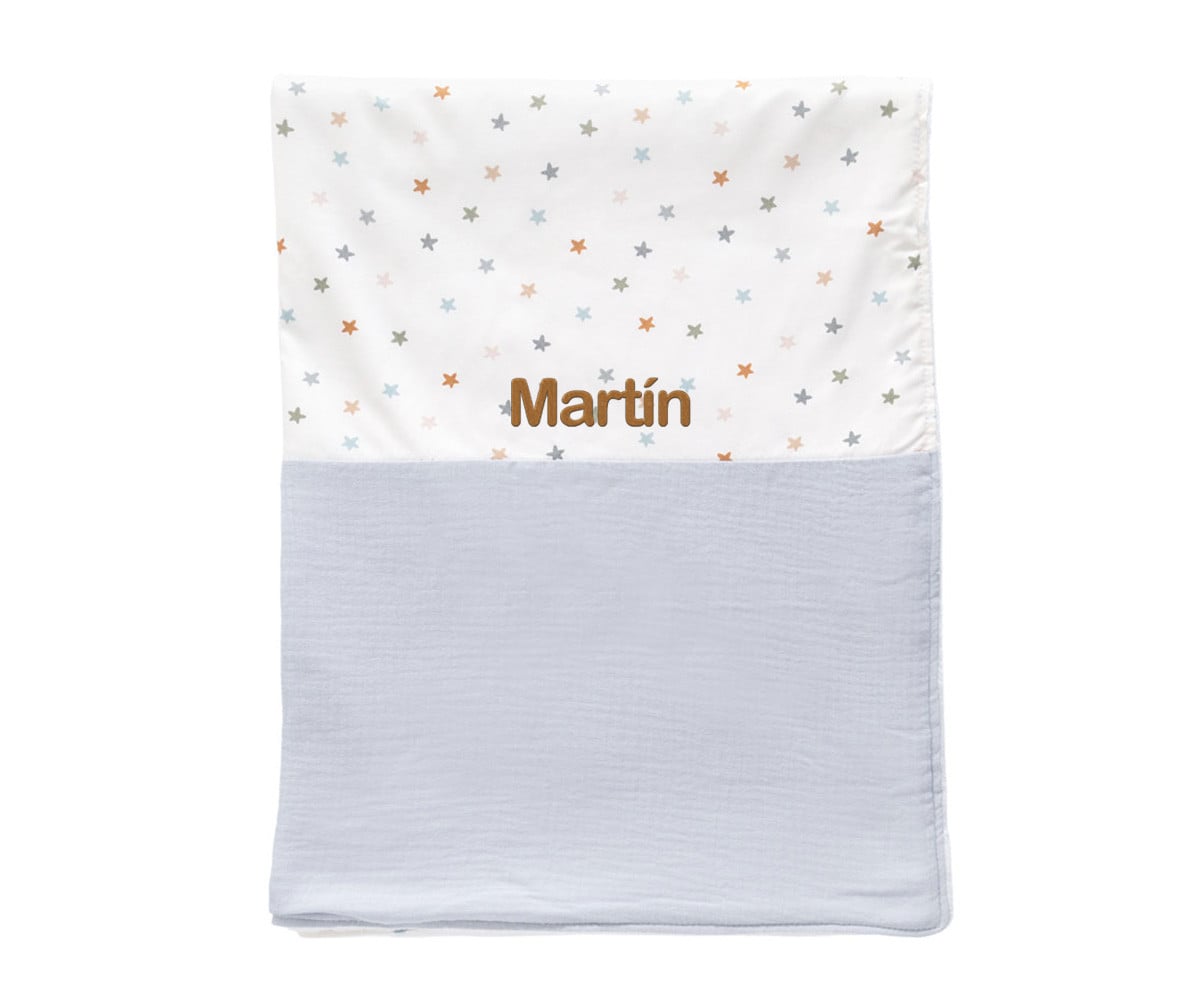 Coperta Vellutata Little Stars Blue Personalizzabile